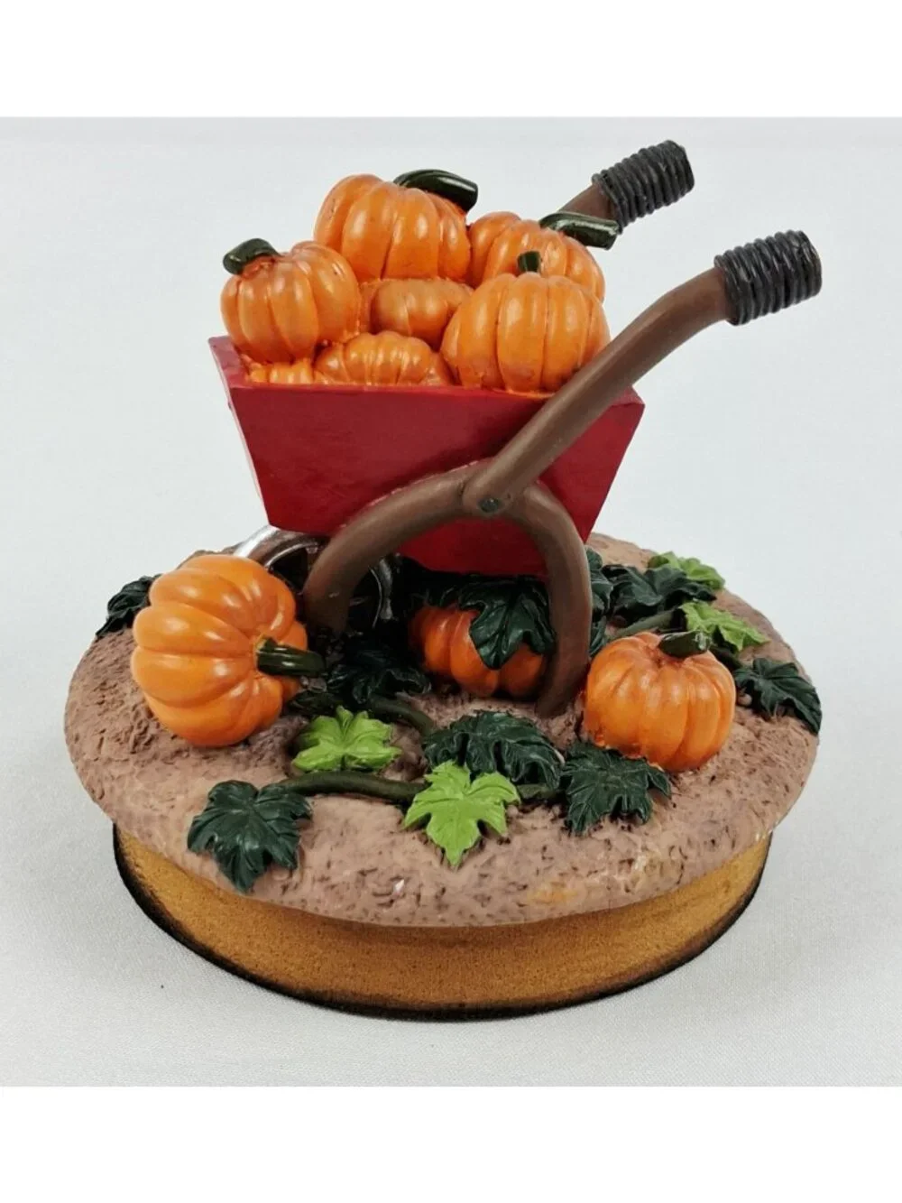 Harvest Wheelbarrow Jar Candle Topper With Pumpkins & Leaves Fall Decor